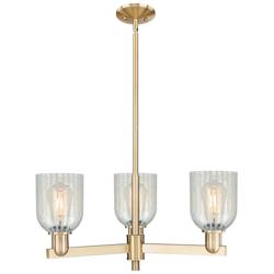 Caledonia 27" Wide 3-Light Champagne Bronze Chandelier w/ Mouchette Shade