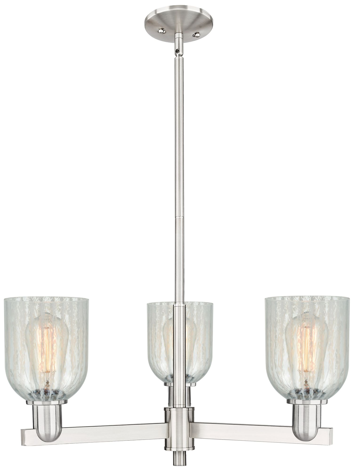 Caledonia 27" Wide 3-Light Satin Nickel Chandelier w/ Mouchette Shade