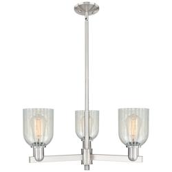 Caledonia 27" Wide 3-Light Satin Nickel Chandelier w/ Mouchette Shade