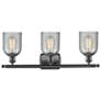 2_Caledonia 3 Light 26" LED Bath Light - Matte Black - Charcoal Shade more views