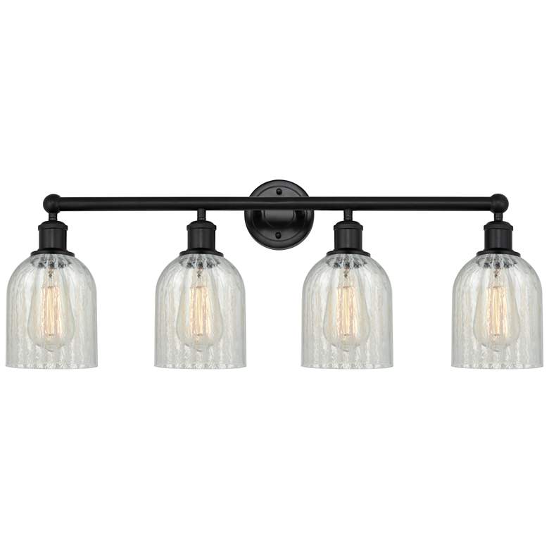Image 1 Caledonia 32" 4-Light Matte Black Bath Light w/ Mouchette Shade