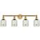 Caledonia 32" Wide 4 Light Brushed Brass Bath Vanity Light With Mica S