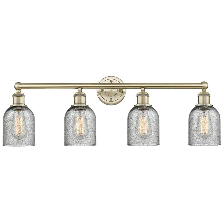 Image 1 Caledonia 32"W 4 Light Antique Brass Bath Vanity Light With Charcoal S