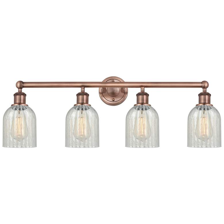 Image 1 Caledonia 32"W 4 Light Antique Copper Bath Light With Mouchette Shade