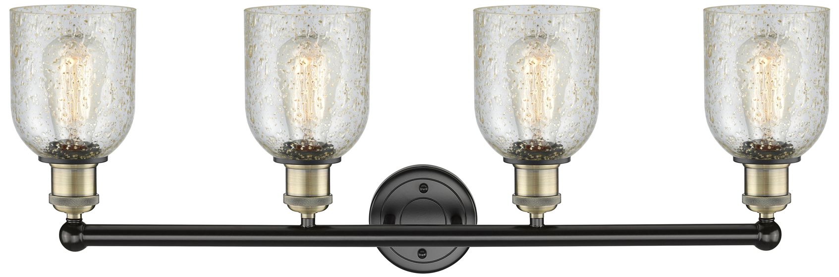 Image 2 Caledonia 32"W 4 Light Black Antique Brass Bath Light With Mica Shade more views