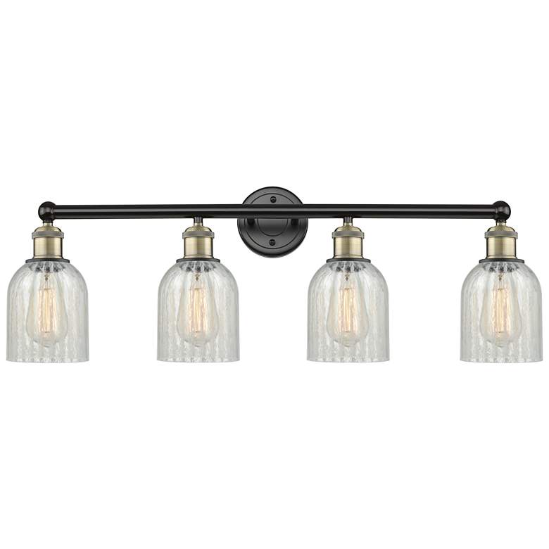 Image 1 Caledonia 32"W 4 Light Black Antique Brass Bath Light With Mouchette S