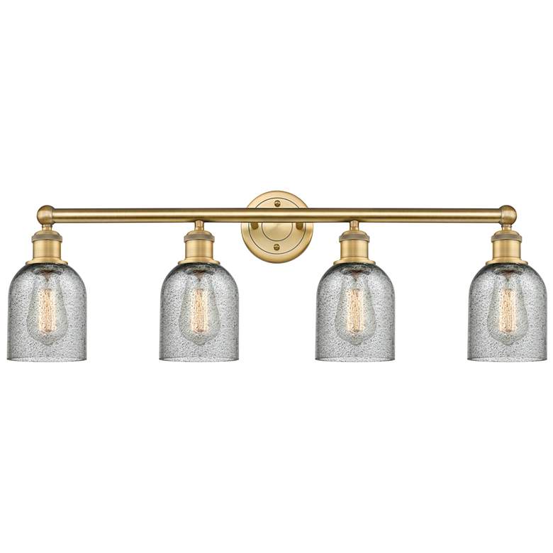 Image 1 Caledonia 32"W 4 Light Brushed Brass Bath Vanity Light With Charcoal S