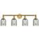 Caledonia 32"W 4 Light Brushed Brass Bath Vanity Light With Charcoal S