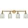 Caledonia 32"W 4 Light Brushed Brass Bath Vanity Light With Mouchette