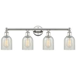 Caledonia 32&quot;W 4 Light Polished Nickel Bath Light With Mouchette Shade