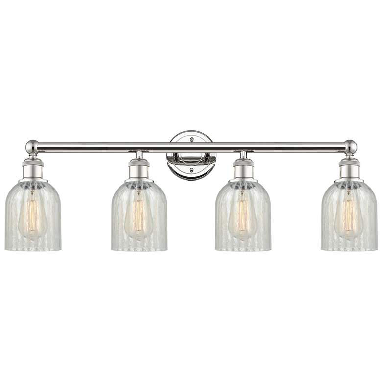 Image 1 Caledonia 32"W 4 Light Polished Nickel Bath Light With Mouchette Shade