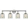 Caledonia 32"W 4 Light Polished Nickel Bath Vanity Light With Mica Sha