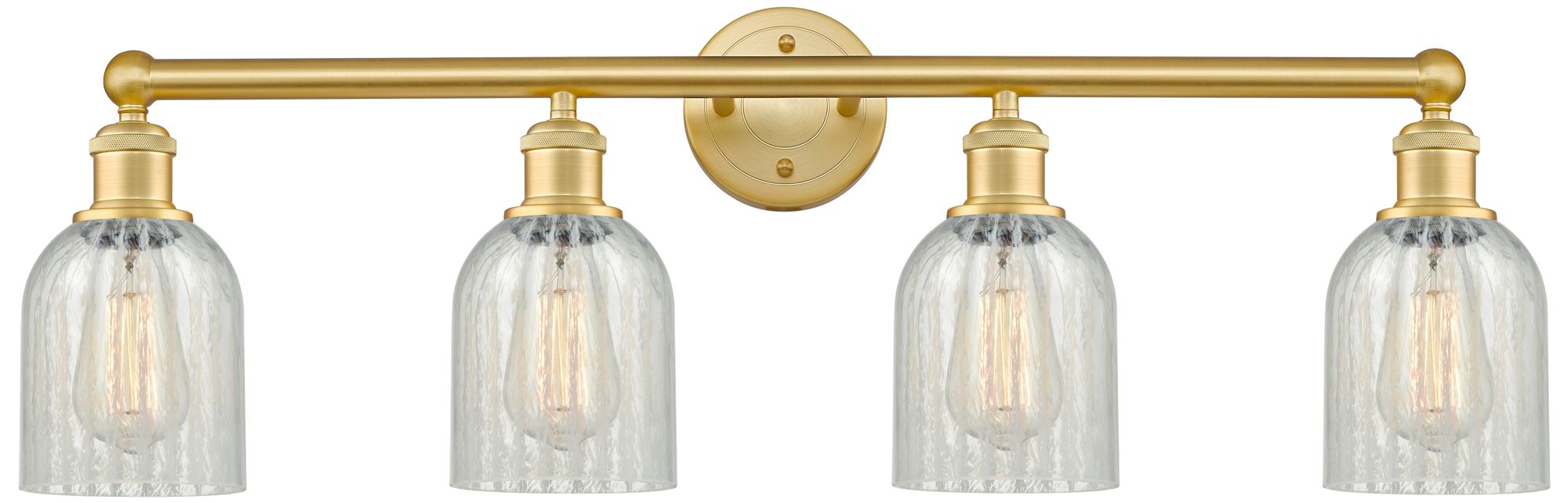 Caledonia 32"W 4 Light Satin Gold Bath Vanity Light With Mouchette Sha