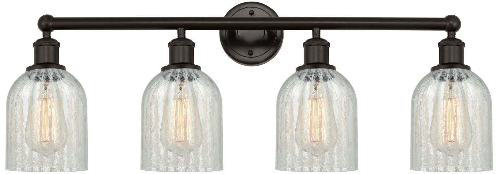 Caledonia 32"W Bronze 4-Light Bath Light w/ Mouchette Glass
