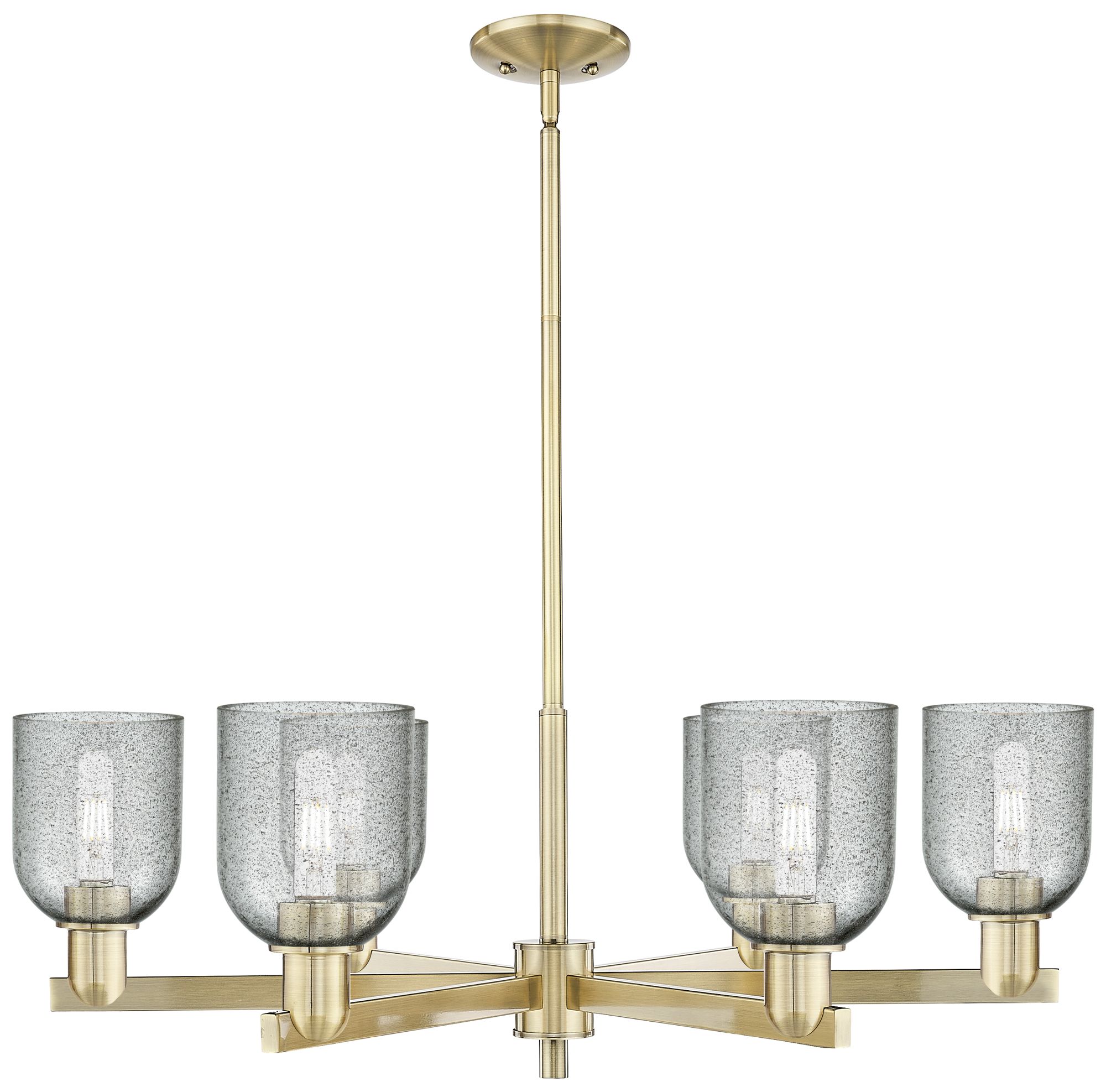 Caledonia 35" Wide 6-Light Antique Brass Chandelier w/ Charcoal Shade