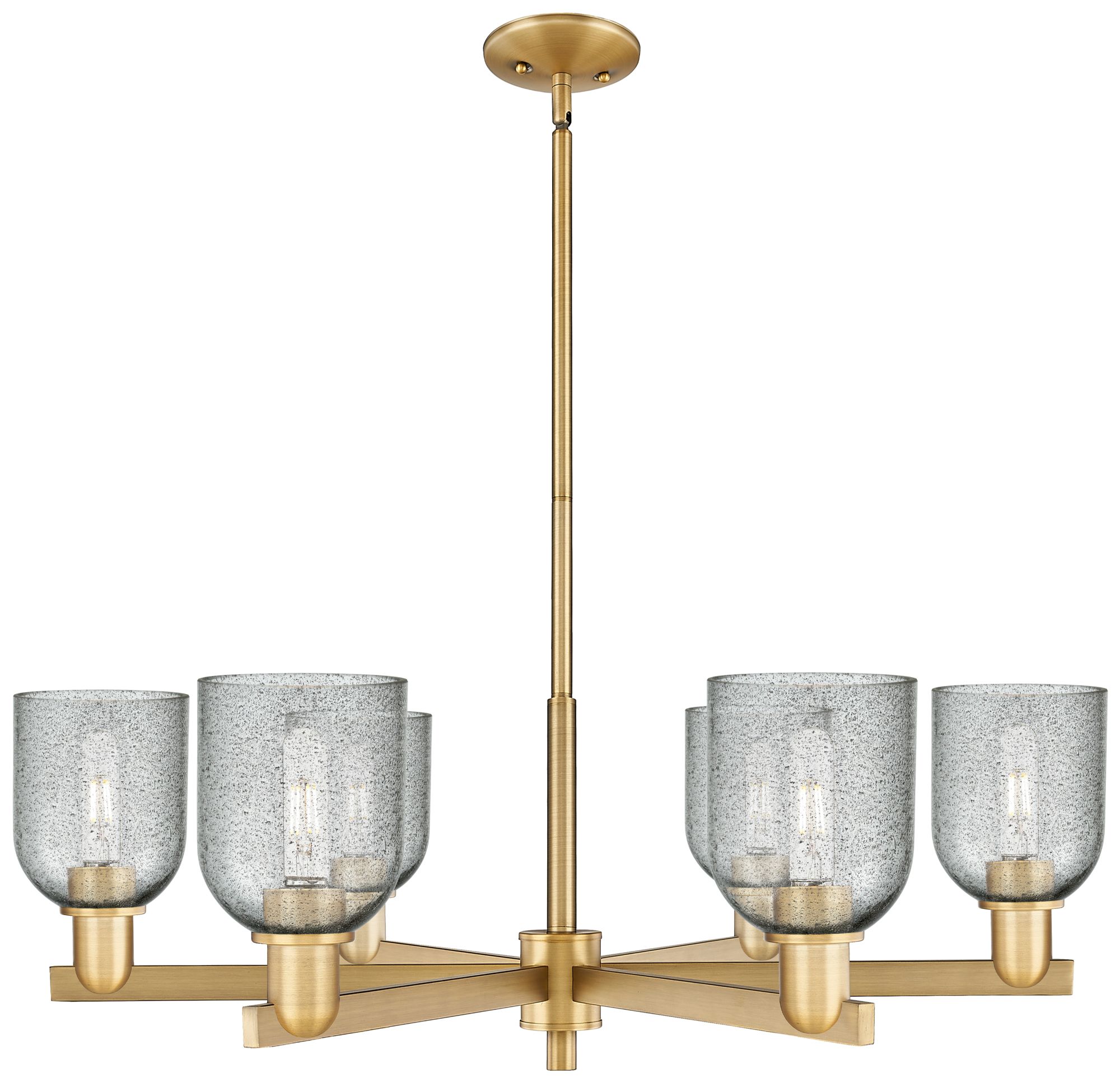 Caledonia 35" Wide 6-Light Brushed Brass Chandelier w/ Charcoal Shade