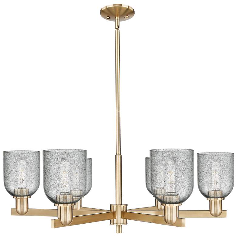 Image 1 Caledonia 35" Wide 6-Light Champagne Bronze Chandelier w/ Charcoal Shade