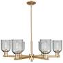 1_Caledonia 35" Wide 6-Light Champagne Bronze Chandelier w/ Charcoal Shade