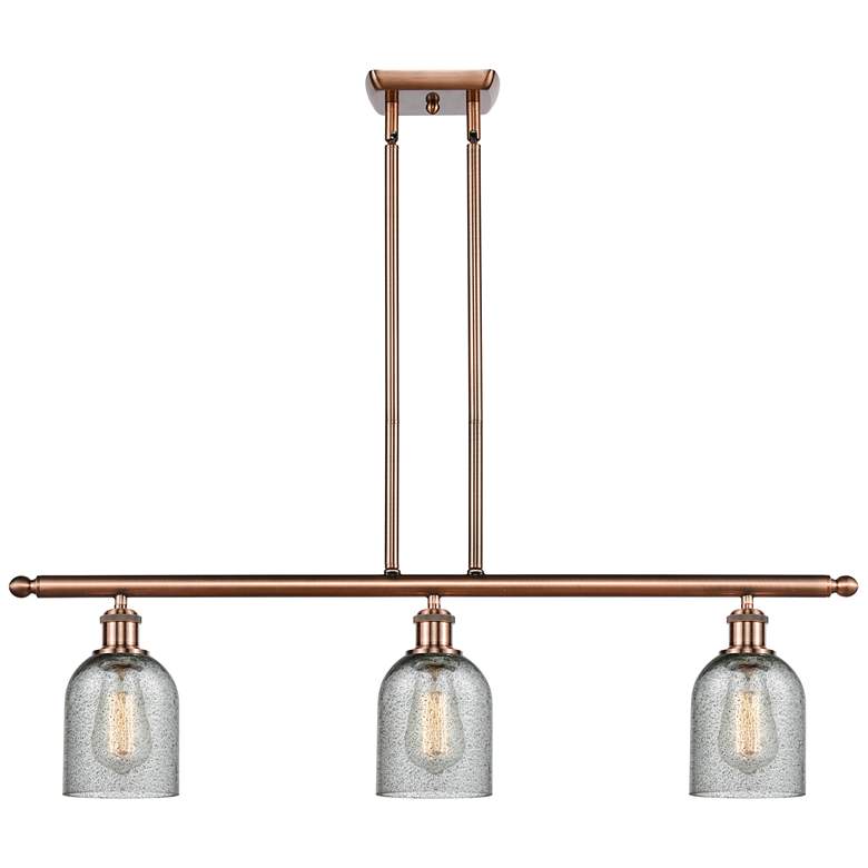 Image 1 Caledonia 36 inch Wide 3 Light Copper Stem Hung Island Light w/ Charcoal S