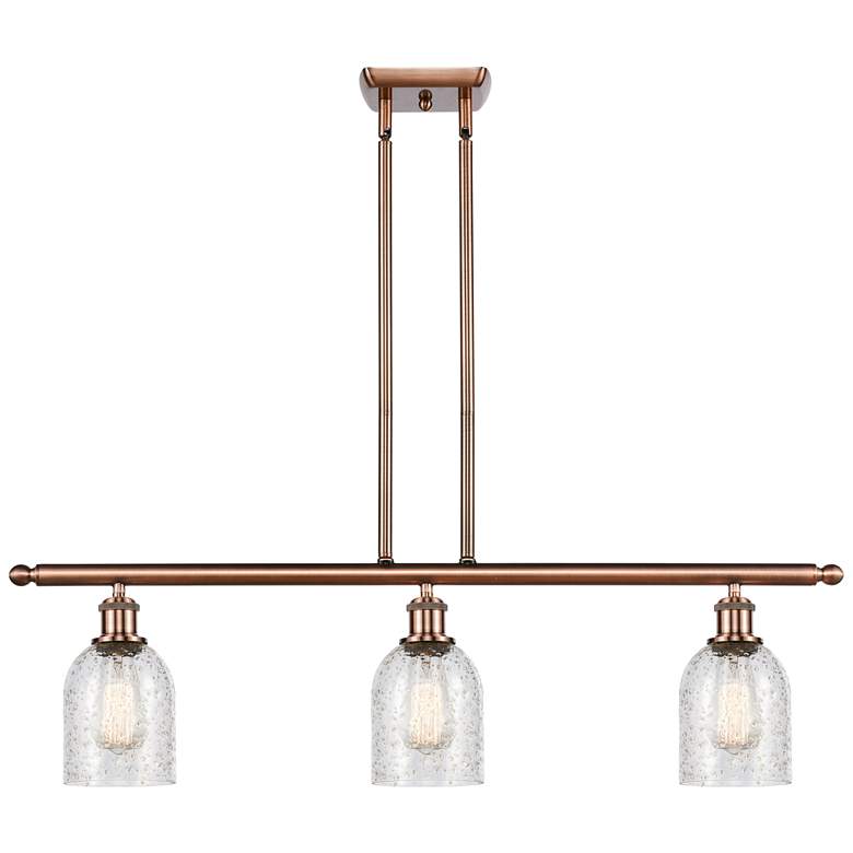 Image 1 Caledonia 36" Wide 3 Light Copper Stem Hung Island Light w/ Mica Shade