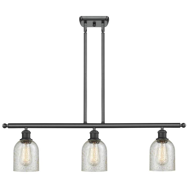 Image 1 Caledonia 36" Wide 3 Light Matte Black Stem Hung Island Light w/ Mica