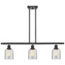 Caledonia 36" Wide 3 Light Matte Black Stem Hung Island Light w/ Mica