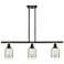 Caledonia 36" Wide 3 Light Matte Black Stem Hung Island Light w/ Mica