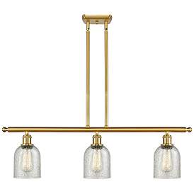 Image1 of Caledonia 36" Wide 3 Light Satin Gold Stem Hung Island Light w/ Mica S