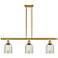 Caledonia 36" Wide 3 Light Satin Gold Stem Hung Island Light w/ Mica S