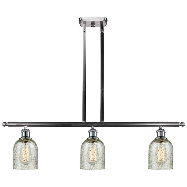 Image 1 Caledonia 36"W 3 Light Brushed Nickel Stem Hung Island Light w/ Mica S