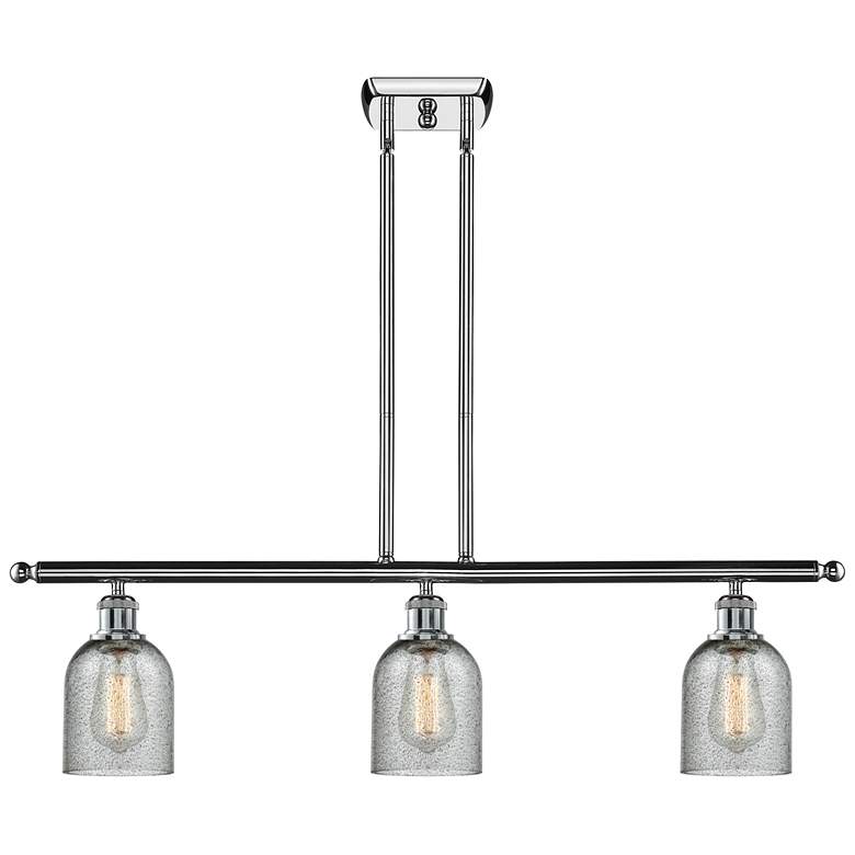 Image 1 Caledonia 36"W 3 Light Chrome Stem Hung Island Light w/ Charcoal Shade