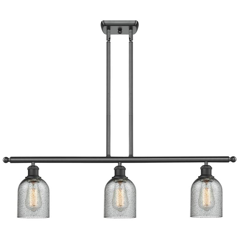 Image 1 Caledonia 36"W 3 Light Matte Black Stem Hung Island Light w/ Charcoal