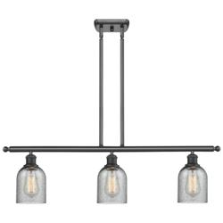Caledonia 36"W 3 Light Matte Black Stem Hung Island Light w/ Charcoal
