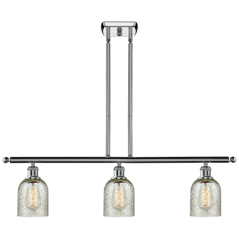 Image 1 Caledonia 36"W 3 Light Polished Chrome Stem Hung Island Light w/ Mica