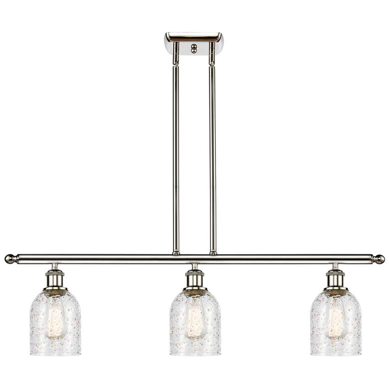 Image 1 Caledonia 36"W 3 Light Polished Nickel Stem Hung Island Light w/ Mica