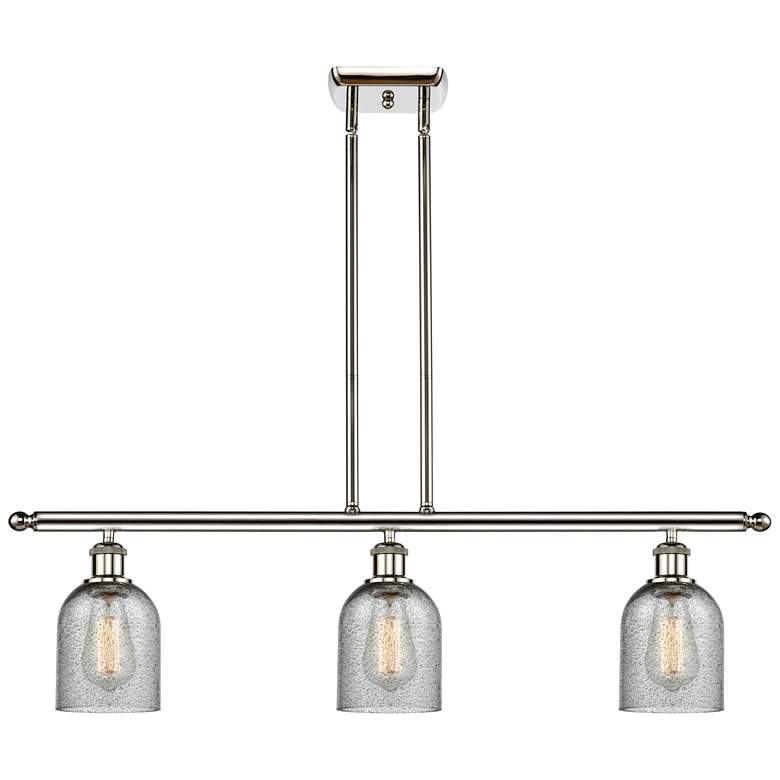 Image 1 Caledonia 36"W 3 Light Polished Nickel Stem Island Light w/ Charcoal S