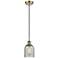 Caledonia 5" Antique Brass Cord Hung Mini Pendant w/ Charcoal Shade