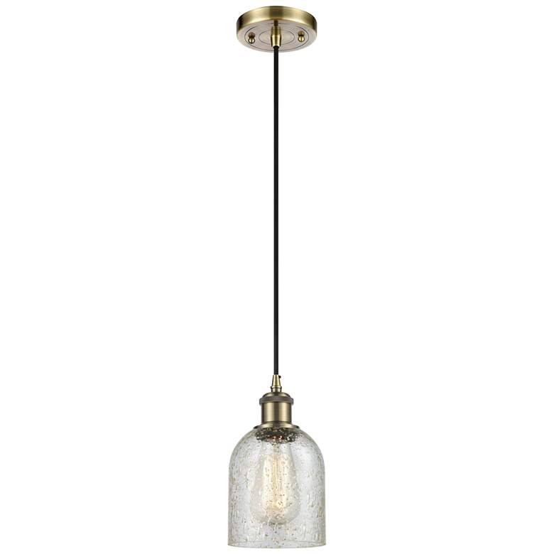 Image 1 Caledonia 5" Antique Brass Cord Hung Mini Pendant w/ Mica Shade