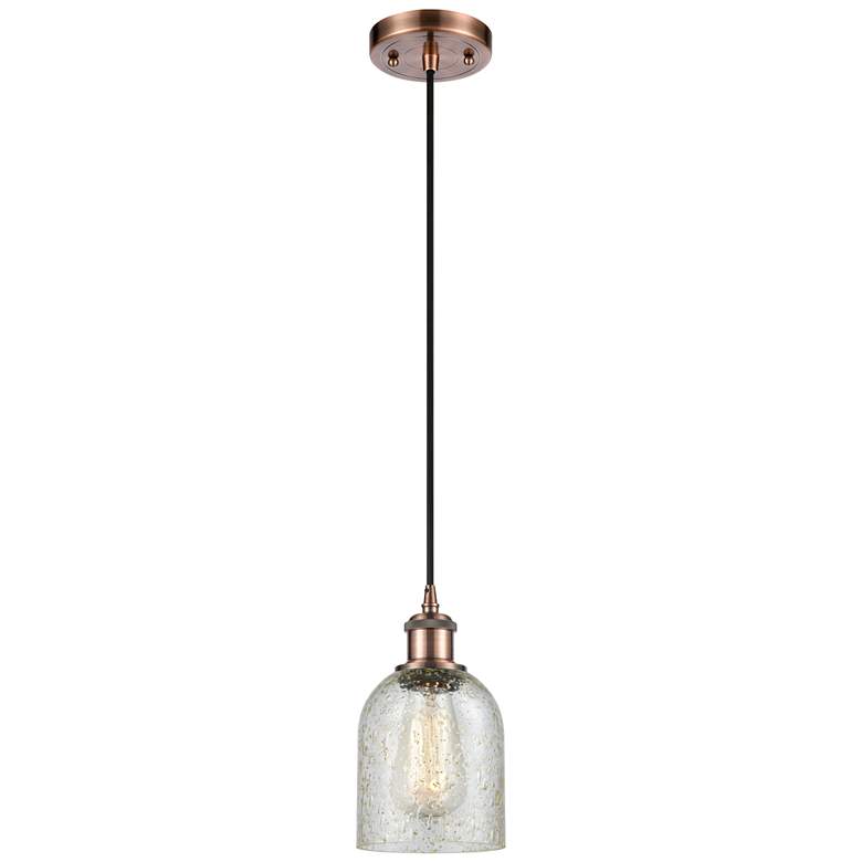 Image 1 Caledonia 5" Antique Copper Cord Hung Mini Pendant w/ Mica Shade