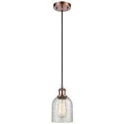 Caledonia 5" Antique Copper Cord Hung Mini Pendant w/ Mica Shade
