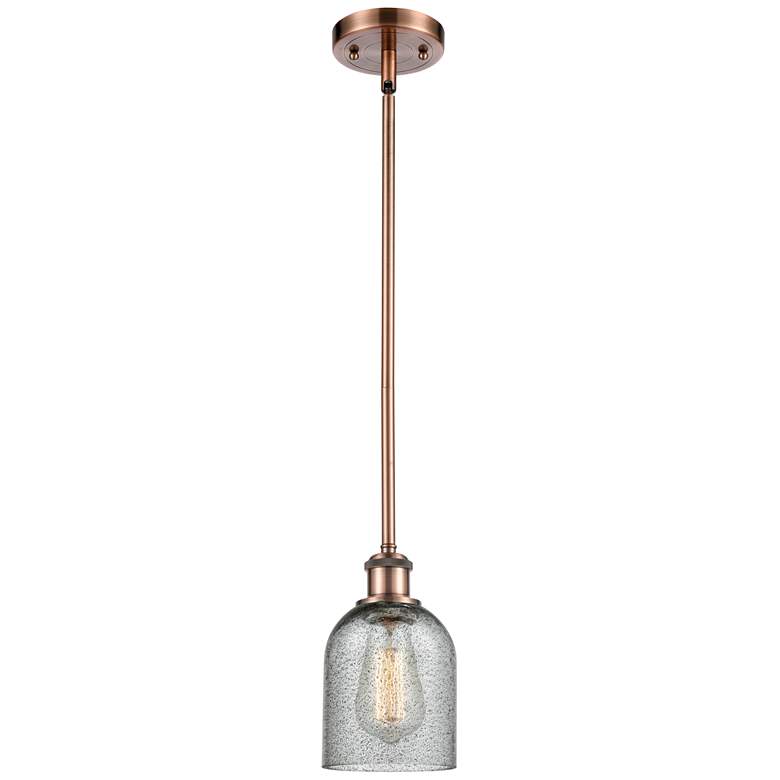 Image 1 Caledonia 5" Antique Copper Mini Pendant w/ Charcoal Shade