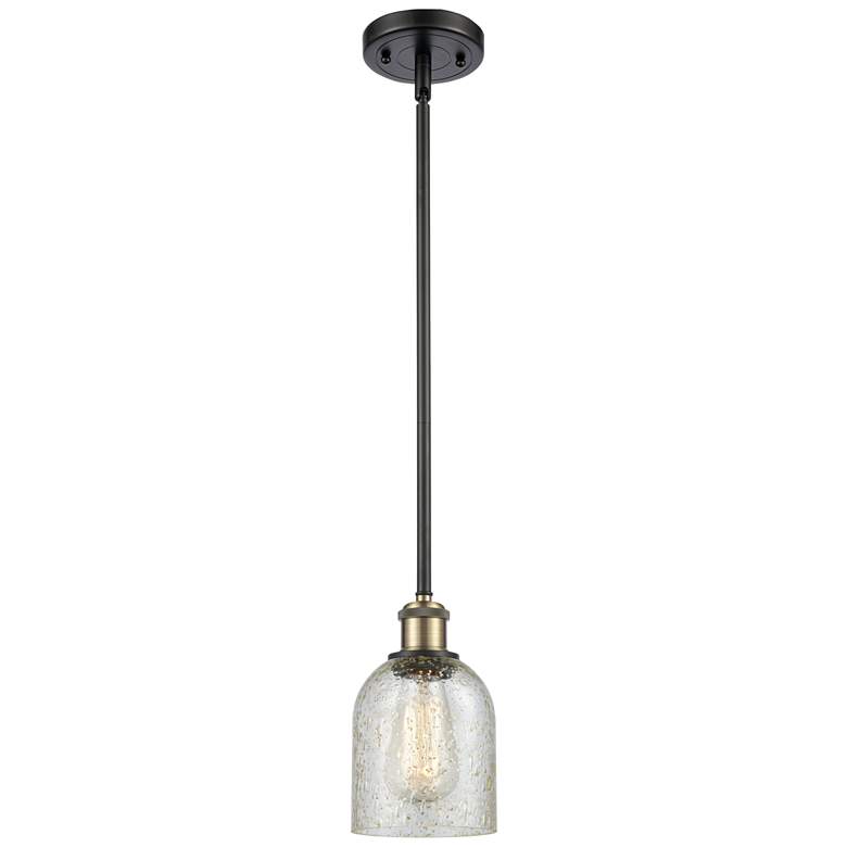 Image 1 Caledonia 5" Black Antique Brass Mini Pendant w/ Mica Shade