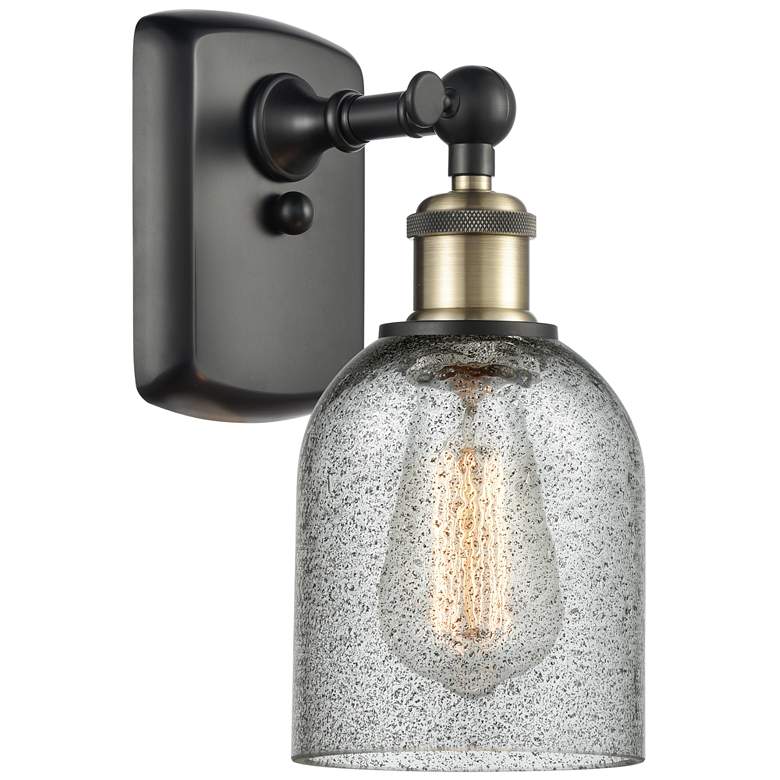Image 1 Caledonia 5" Black Antique Brass Sconce w/ Charcoal Shade