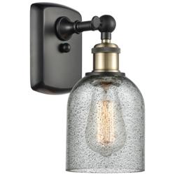 Caledonia 5" Black Antique Brass Sconce w/ Charcoal Shade