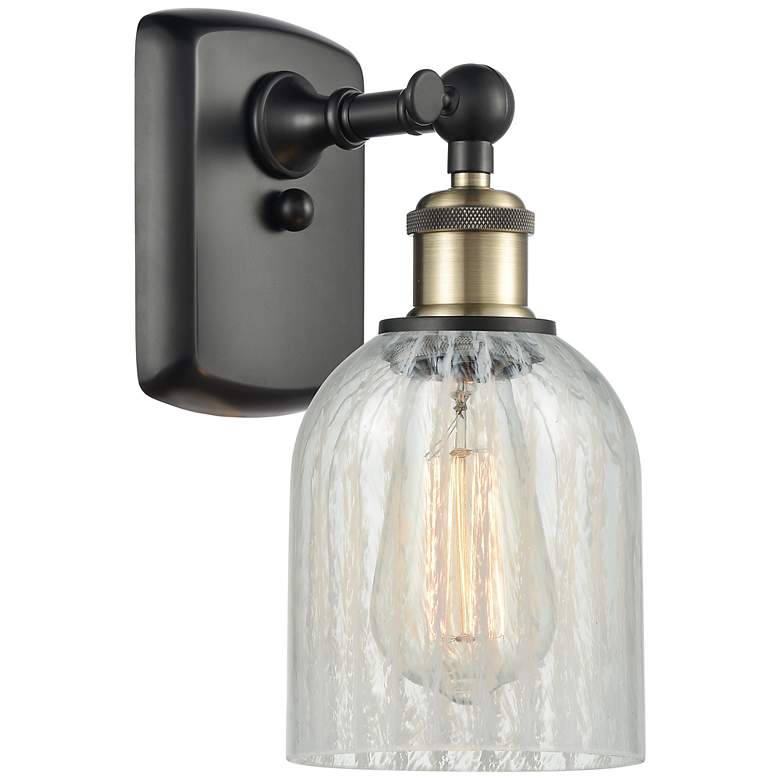 Image 1 Caledonia 5" Black Antique Brass Sconce w/ Mouchette Shade