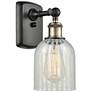 1_Caledonia 5" Black Antique Brass Sconce w/ Mouchette Shade