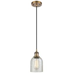 Caledonia 5" Brushed Brass Cord Hung Mini Pendant w/ Mica Shade