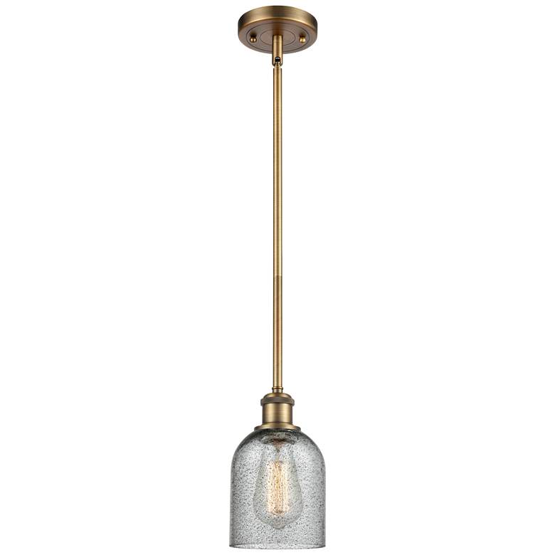 Image 1 Caledonia 5" Brushed Brass Mini Pendant w/ Charcoal Shade