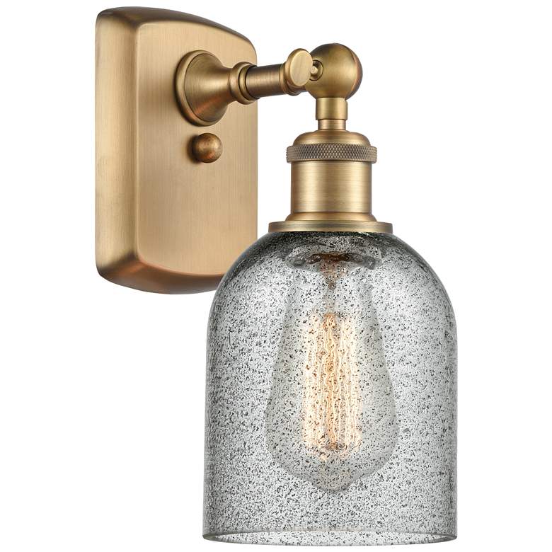 Image 1 Caledonia 5" Brushed Brass Sconce w/ Charcoal Shade