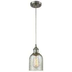 Caledonia 5" Brushed Satin Nickel Cord Hung Mini Pendant w/ Mica Shade